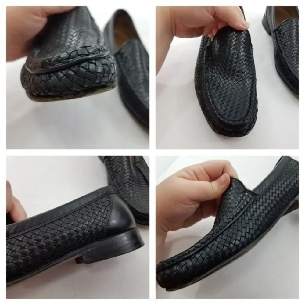 Allen Edmonds Roma Size 11 B Black Weave Mens Slip on Loafers Italy Dress